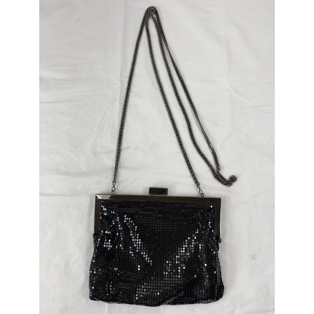 Vintage Whiting and Davis Co. Black Metal Mesh Crossbody